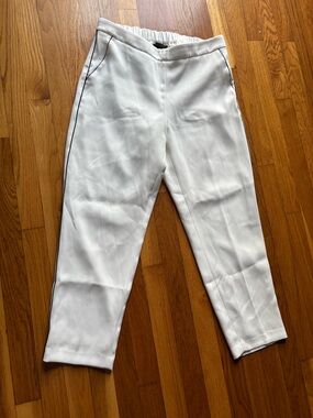 Banana Republic White Elastic-Waist Trousers